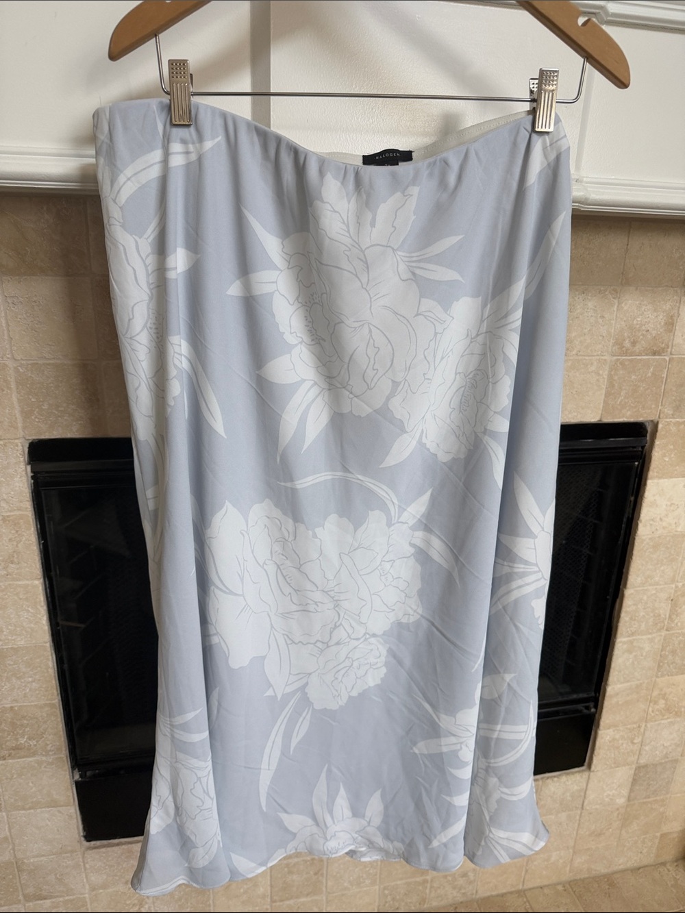 Halogen Light Blue Floral Midi Slip Skirt Sz 2x